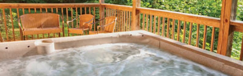 Hot tub bubbling with safety steps